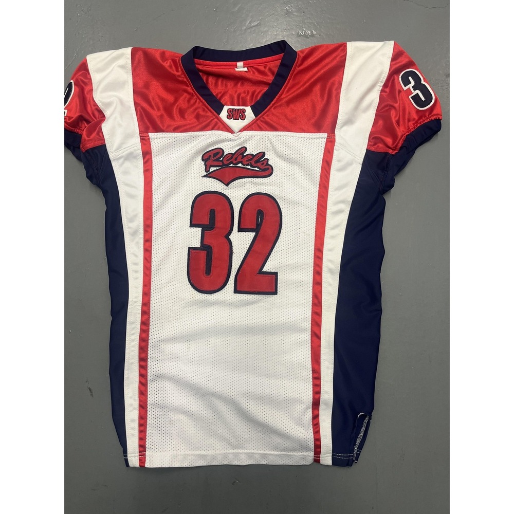 SWS Jersey Shirt Youth XS White Red Rebels Number 32 Football Mesh Diaz-Navas